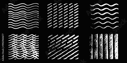 Abstract white lines and patterns on a black background