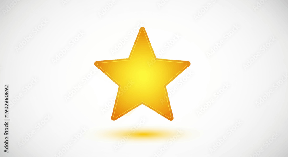 Obraz premium Vibrant golden star icon representing success quality rating or decorative element on a clean