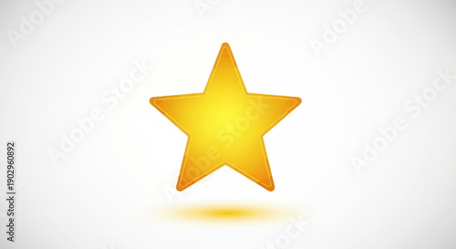 Vibrant golden star icon representing success quality rating or decorative element on a clean