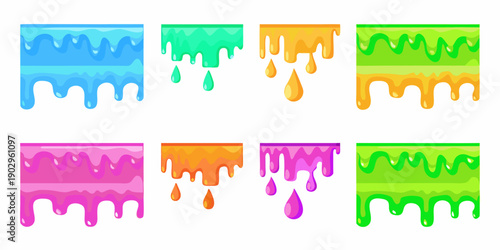 Colorful slime drips in rectangular shapes arranged in a grid pattern