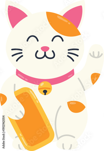 Cute Maneki-neko Japanese Lucky Cat Waving Hand Statue