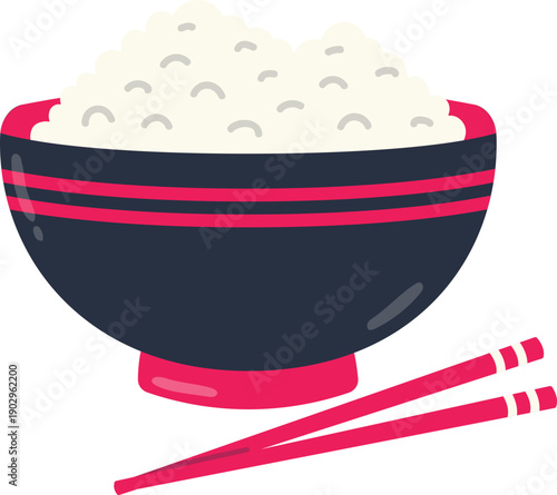 Japanese Bowl of Rice with Chopsticks
