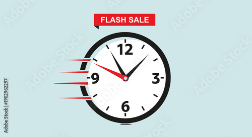 Dynamic Flash Sale Event Countdown Clock Illustration for Limited Time Offers and Urgent Promotions