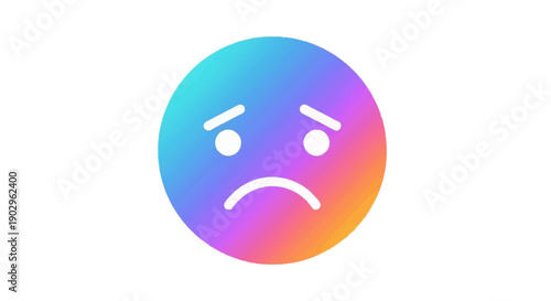 Colorful gradient sad face emoji expressing disappointment and unhappiness on a clean white