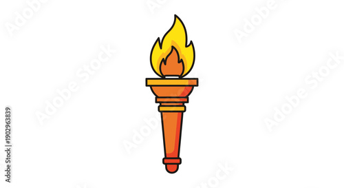 Illustration of a classic olympic torch with a vibrant, burning flame, symbolizing victory and