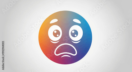 Colorful Gradient Emoji Displaying Intense Fear and Shock with Wide Eyes and Open Mouth Expression