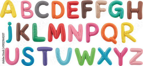 Colorful alphabet letters illustration, playful hand painted typography, kids education learning design, fun creative font, preschool concept, isolated