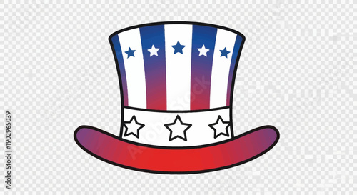 Vibrant American Patriotic Top Hat Design Illustrating National Spirit and Celebration