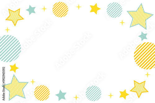 幾何学　星　フレーム　イエロー　グリーン