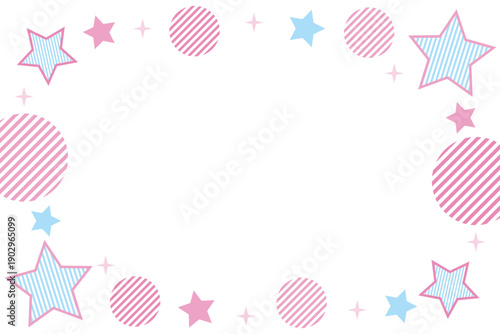 幾何学　星　フレーム　ピンク　水色