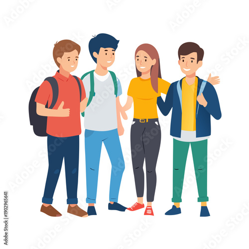 group friends teenagers students together team concept friendship vector illustration