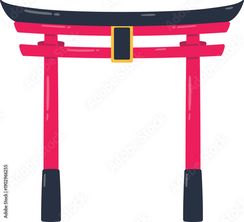 Traditional Japanese Entrance Torii Gate Pagoda