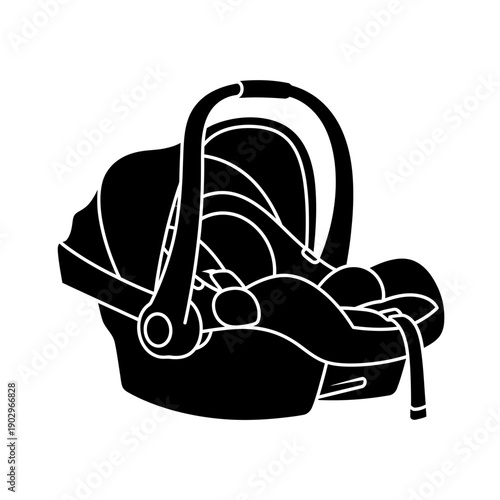 Baby Car Seat Carrier Silhouette Vector Infant Travel Safety Equipment Icon Black Shape