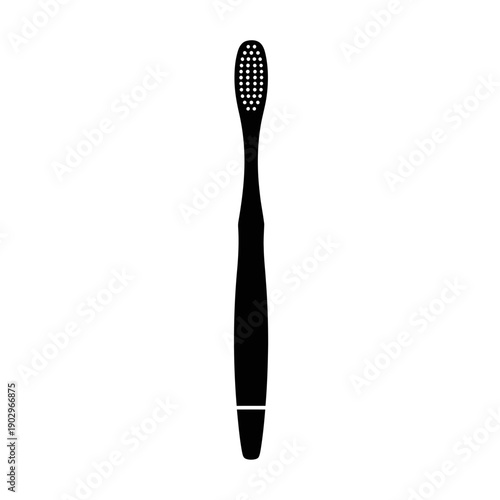 Bamboo Toothbrush Silhouette Vector Eco Friendly Dental Hygiene Tool Zero Waste Icon Isolated