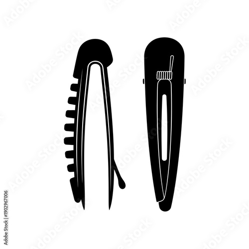 Bobby Pin Hair Clip Silhouette Vector Beauty Salon Styling Tool Fastener Icon Black Shape