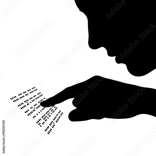 Braille Reader Hand Silhouette Vector Accessibility Blind Reading Touch Technology Icon Isolated