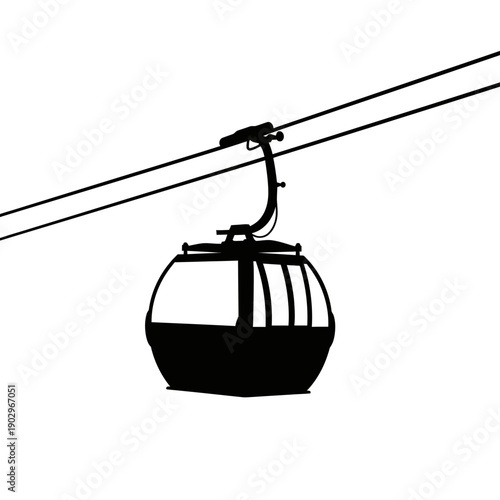 Cable Car Cabin Silhouette Vector Mountain Transportation Ski Lift Gondola Icon Isolated