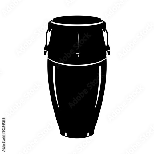 Conga Drum Silhouette Vector Latin Percussion Musical Instrument Icon Black Shape on White