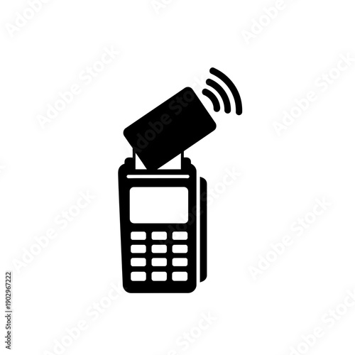 Contactless Payment Terminal Silhouette Vector POS Card Machine Transaction Tech Icon Isolated