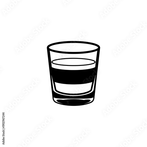 Cortado Glass Silhouette Vector Espresso Coffee Drink Tumbler Cup Icon Isolated Black Shape