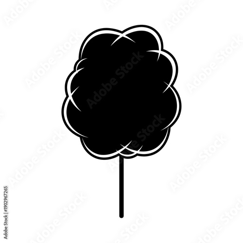 Cotton Candy Stick Silhouette Vector Carnival Sugar Treat Sweet Food Icon Black Shape on White