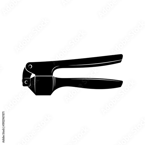 Silhouette of a Garlic Press Kitchen Utensil Vector Icon Metal Crusher Tool Illustration Isolated Black Shape on White Background