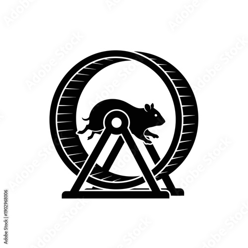 Silhouette of a Hamster Wheel Pet Toy Vector Icon Rodent Running Exercise Illustration Isolated Black Shape on White Background