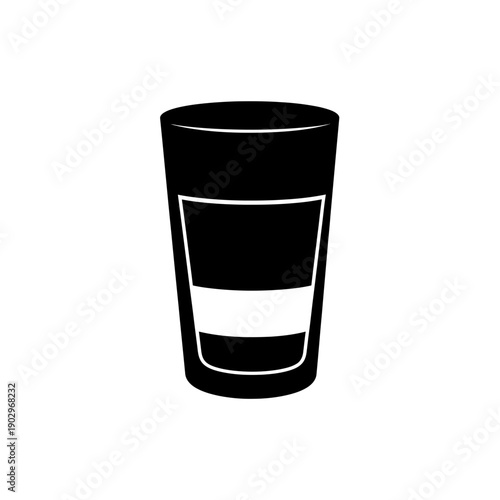 Silhouette of a Latte Glass Layered Coffee Vector Icon Cafe Drink Illustration Isolated Black Shape on White Background