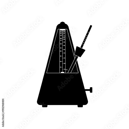 Classic Metronome Silhouette Music Tempo Tool Vector Illustration Black Rhythm Keeper Icon