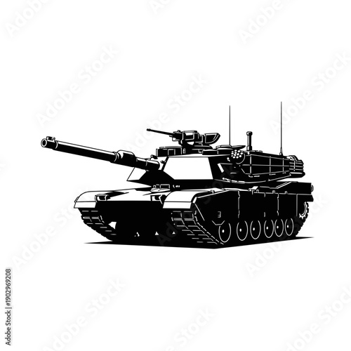 Military Tank Silhouette Armored War Vehicle Vector Illustration Army Icon