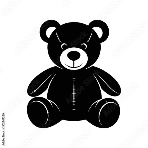 Teddy Bear Silhouette Plush Toy Vector Illustration Cute Kids Icon