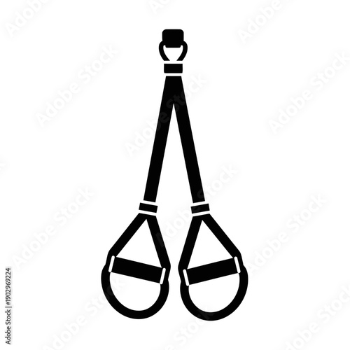 Suspension Trainer Silhouette TRX Style Straps Vector Illustration Gym Workout Icon