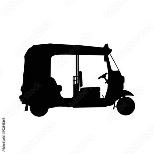 Auto Rickshaw Tuk Tuk Silhouette Vector Icon for Asian Travel and Urban Transportation Design
