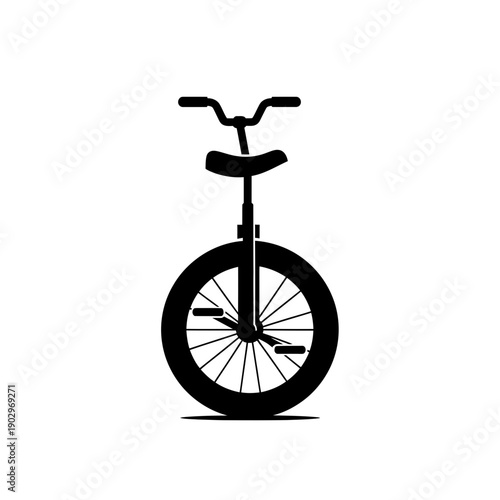 Minimalist Unicycle Silhouette Vector for Extreme Sports and Circus Skill Illustration