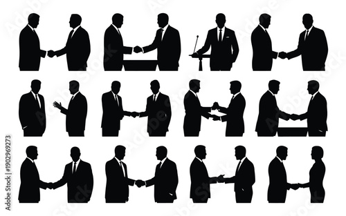 Businessmen in suits shaking hands business partnership and agreement concept professional networking and corporate greeting illustration of business etiquette and collaboration