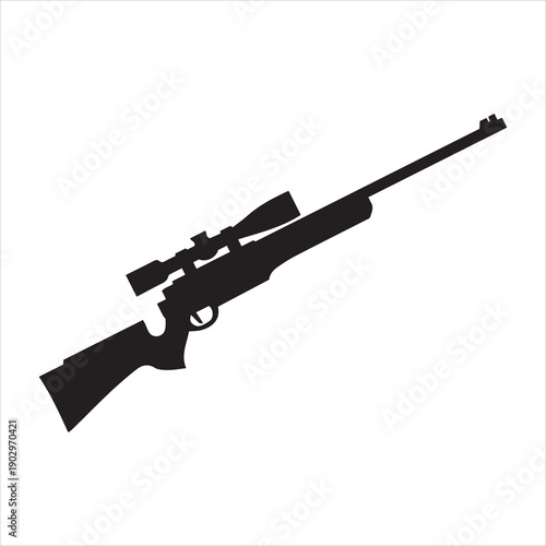 A sniper rifle silhouette with a scope, a simple and powerful vector illustration for military, hunting, or target sports concepts