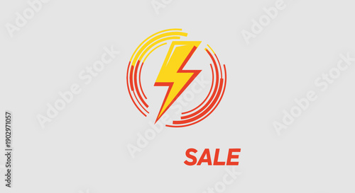 Dynamic lightning bolt sale badge for fast discounts and special offers capturing attention