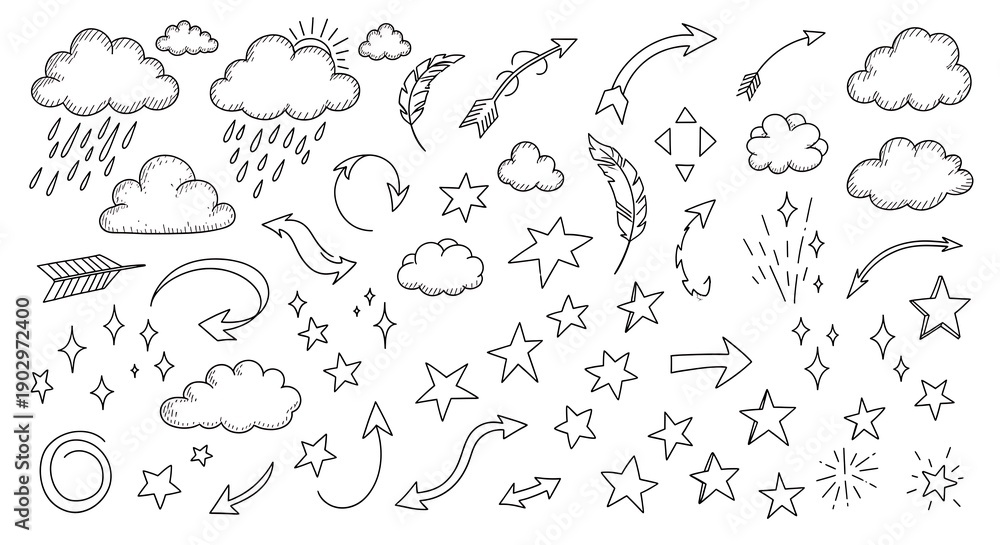 Naklejka premium Hand drawn doodle elements