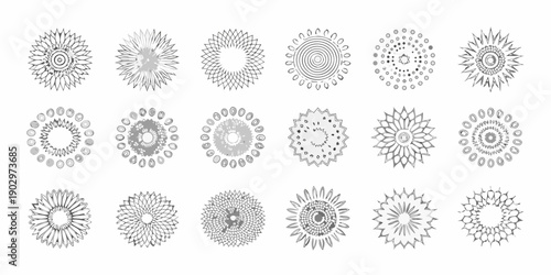 Collection of intricate circular designs and floral mandala patterns