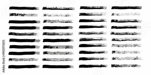 Abstract arrangement of black brush strokes in a grid pattern