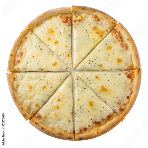 Four cheese pizza isolated on transparent background