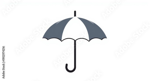 Open black umbrella weather protection accessory isolated on white background for rain shelter and autumn season icon illustration