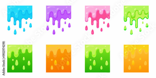 Colorful dripping slime shapes on a white background illustration