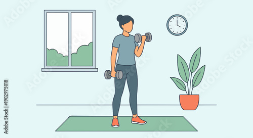 Home Workout Fitness Flat Vector