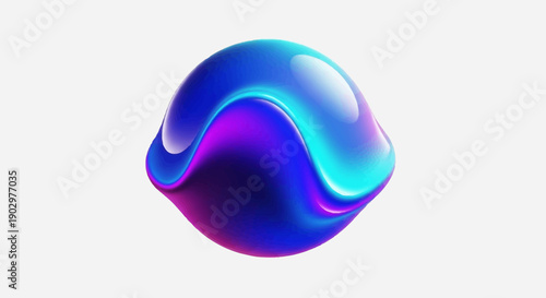 Dynamic Abstract 3D Rendered Fluid Shape with Glossy Gradient Colors for Modern Design