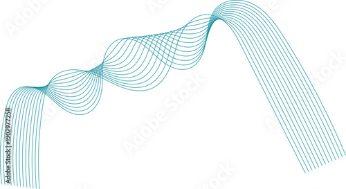A blue tie isolated on a white backdrop featuring a professional vector design with a flowing wave pattern and digital motion curves for a modern business texture