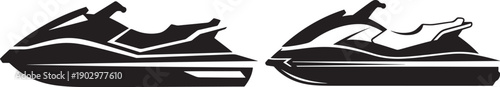 Jet ski silhouette set for water sports and summer recreation