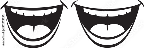 Laughing mouth icon set for joy, humor, and happiness