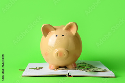 Piggy bank with dollar bank...