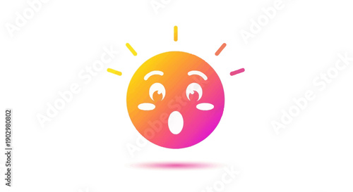 Vibrant gradient shocked emoji radiating surprise expression icon illustration perfect for digital